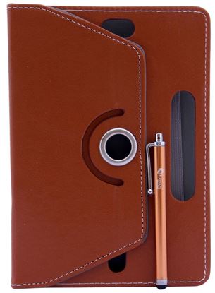 Picture of Leather 7-inch Tablet Cover Case 360 degree Rotating Stand For All Types Of 7-inch Tablets With 1 Touch Stylus Pen (Brown)