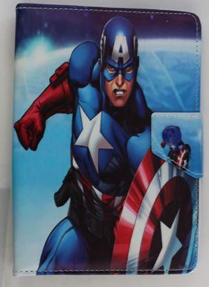 Picture of Leather 7-inch Tablet Cover Case 360 degree Rotating Stand For All Types Of 7-inch Tablets  3 cartoon designs case CAPTAIN AMERICA BLUE