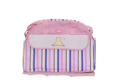 Picture of Baby Kingdom Angelo Strip Design Nappy Diaper Changing Bags Set Pink
