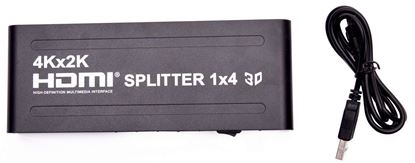 Picture of 4 Way 1080P HDMI Splitter HD Hub Smart Splitter 1 Input & 4 Output HDMI Amplifier Splitter 1 x 4 HDMI Splitter Support Full 3D 1920-1080P for HDTV Monitor Projector