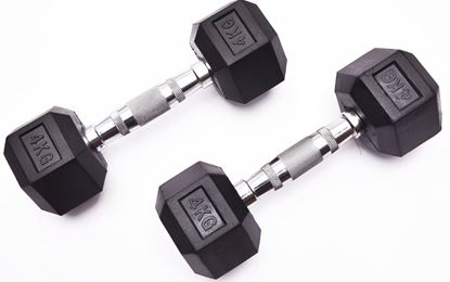 Picture of Kemket Rubber Hex Dumbbells Pair 4kg Home Gym Fitness Exercise workout training 4kg