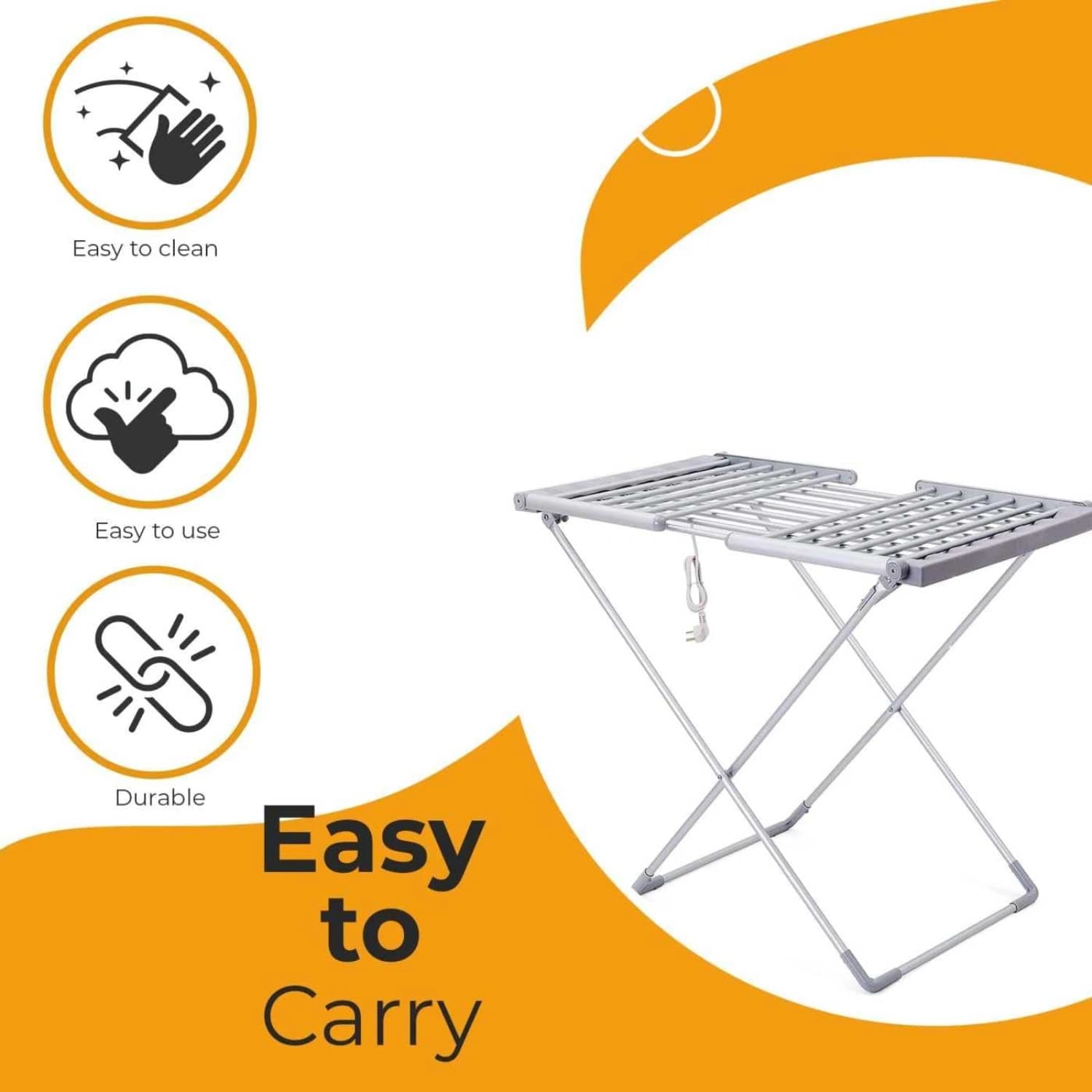 Kemket Electric Heated Clothes Dryer Foldable & Adjustable Wet Laundry Airer for Indoor (Silver)