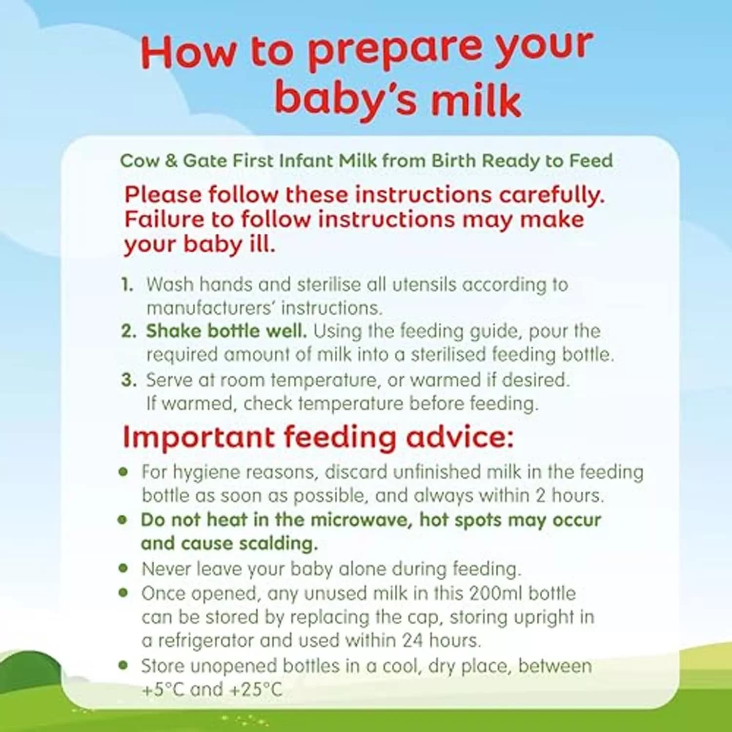 Cow and Gate 1 Ready to Use First Infant Milk (From Birth) 200ml