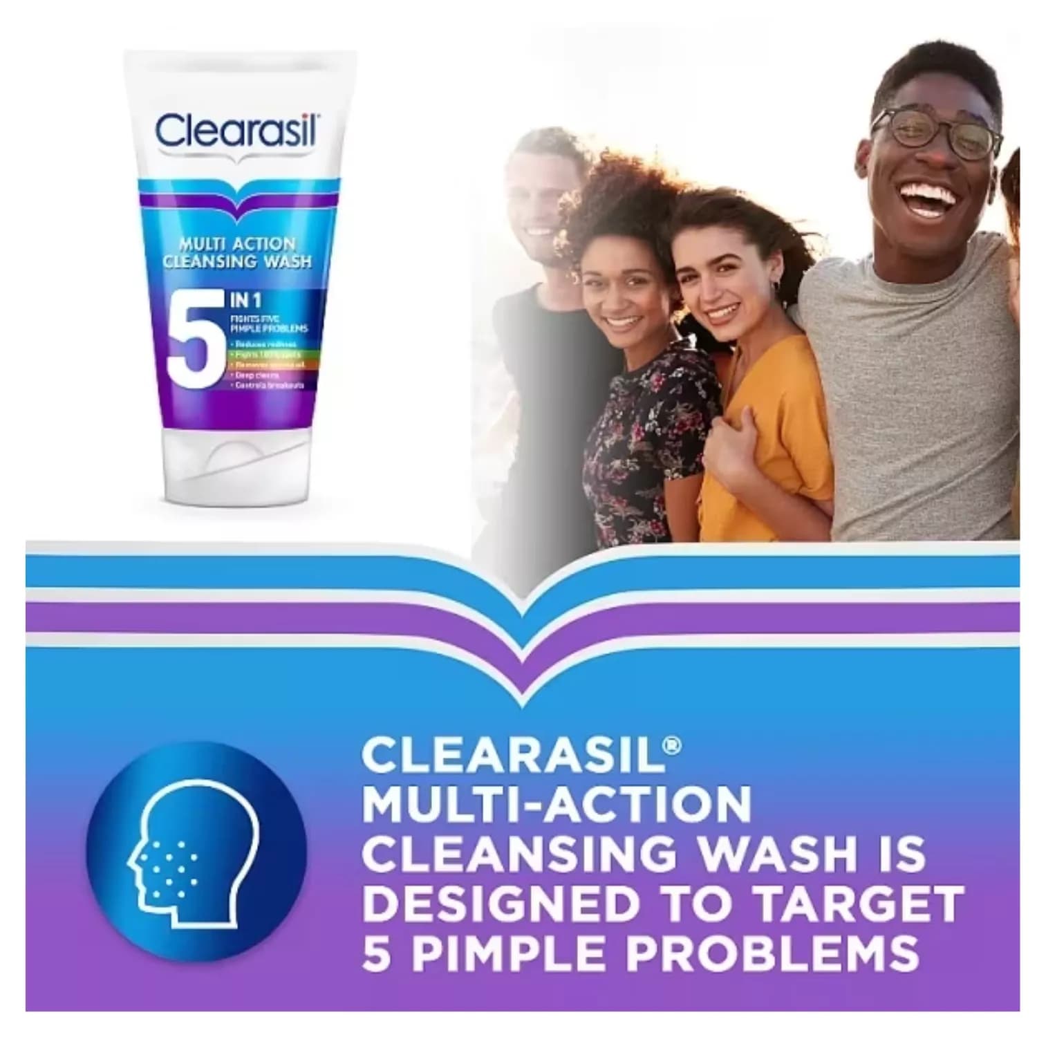 Clearasil 5 in 1 Multi-Action Acne Face Wash 150ml