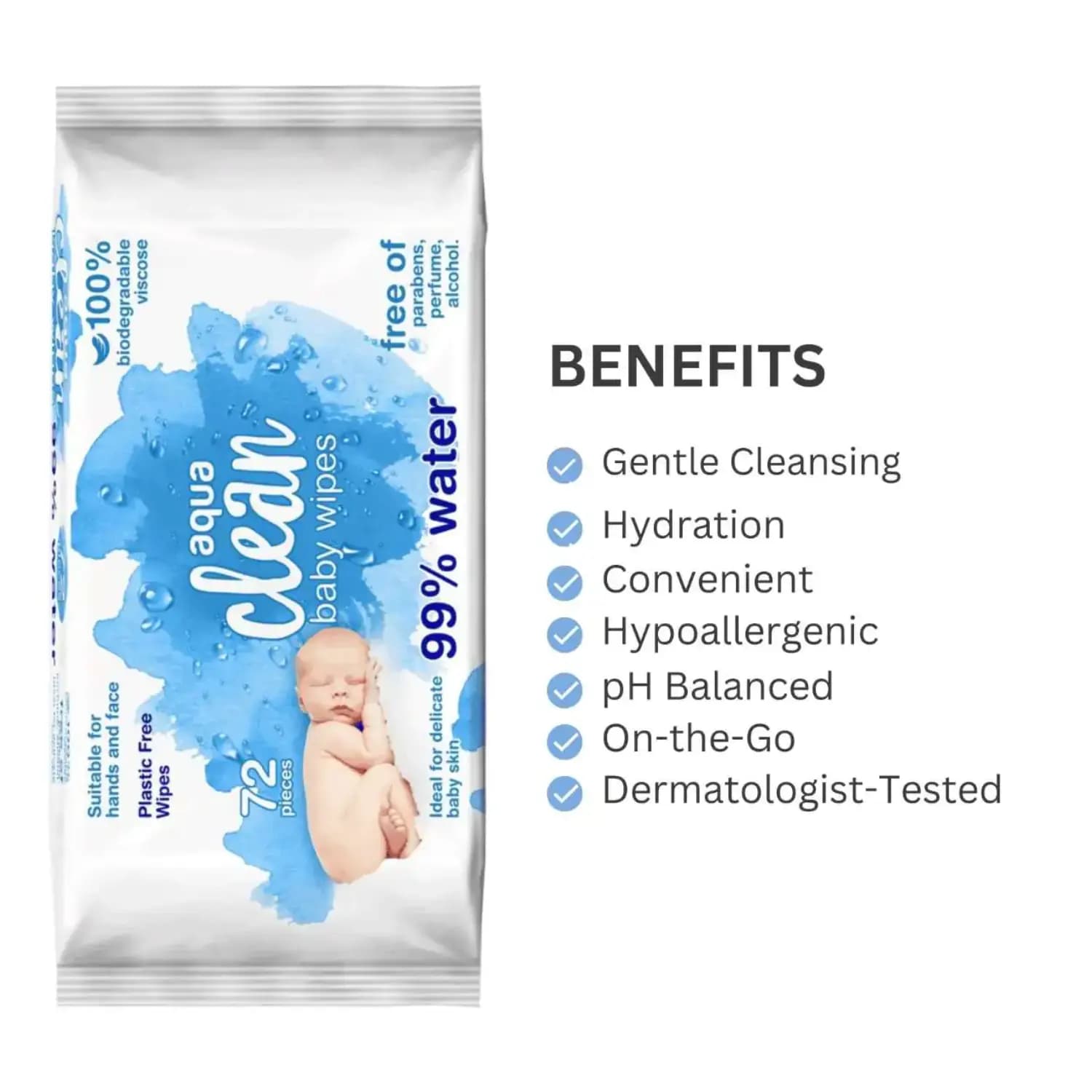 Aquaclean baby wipes 72s 5