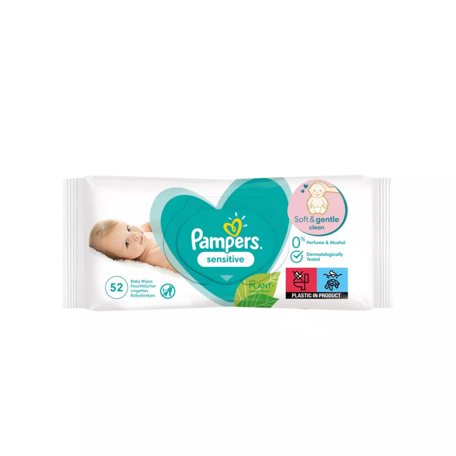 6x Pampers Sensitive Baby Wipes 52 Pieces