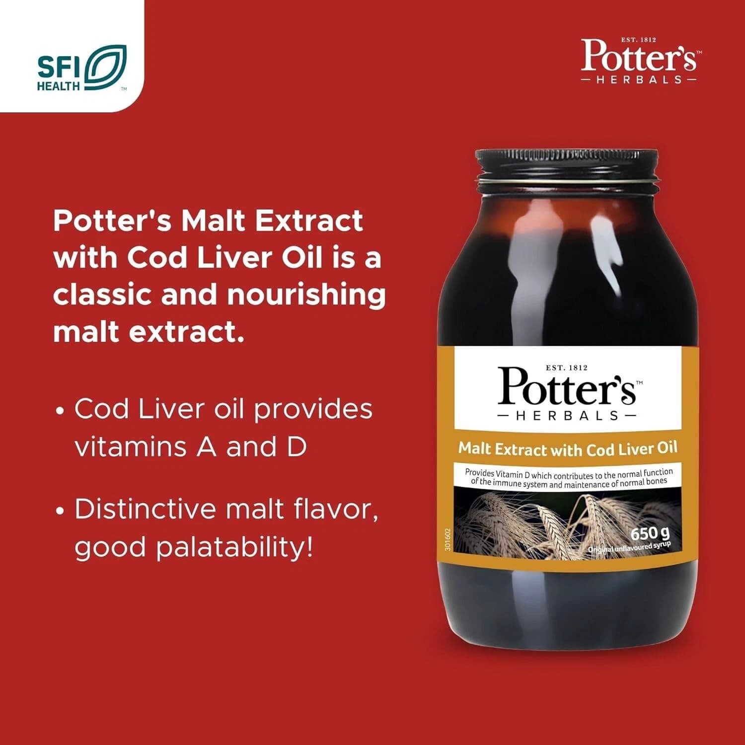 Potter Malt Extract and Cod Liver Oil Origional - 650g Pack-4