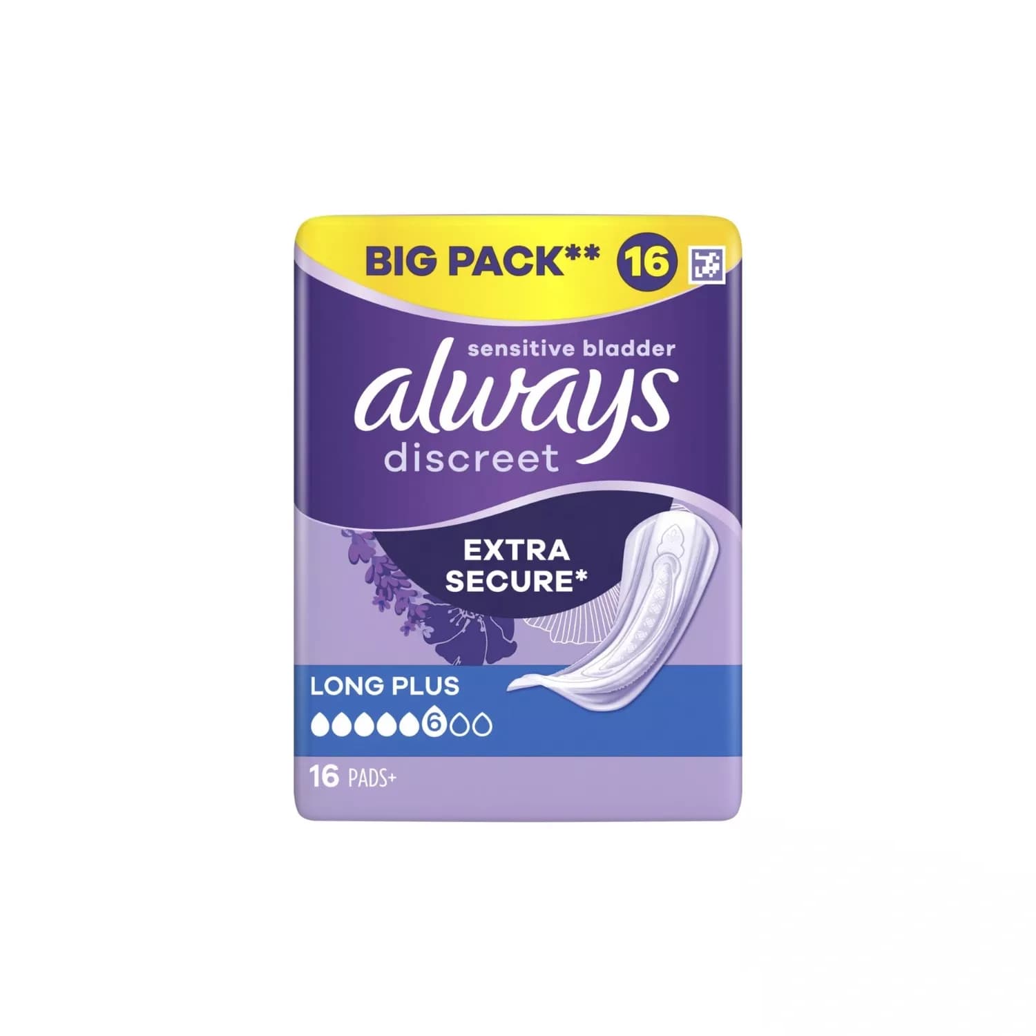 Always Discreet Long Plus Pads Value 16 Count