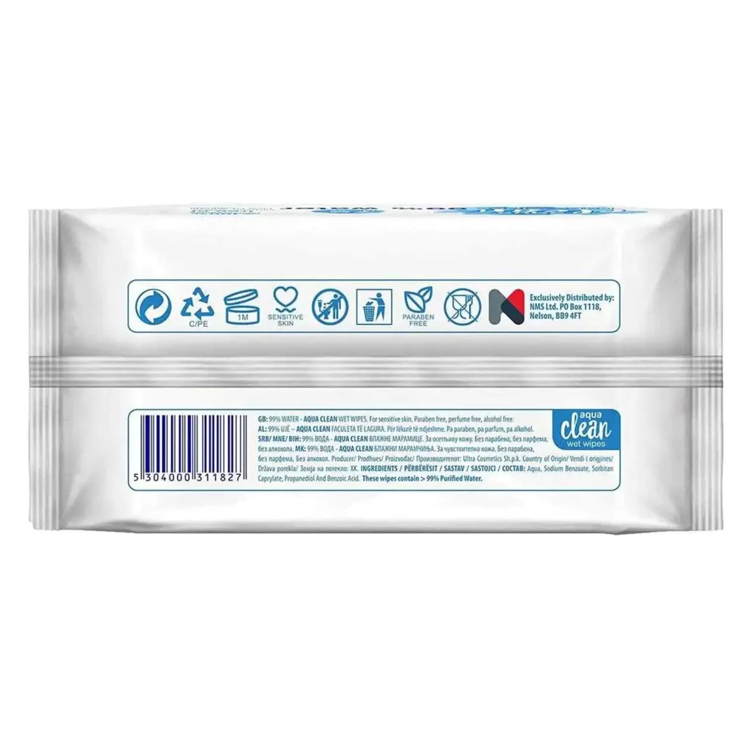 Aqua Clean Baby Wet Wipes 99% Water 72 Wipes - Pack of 6