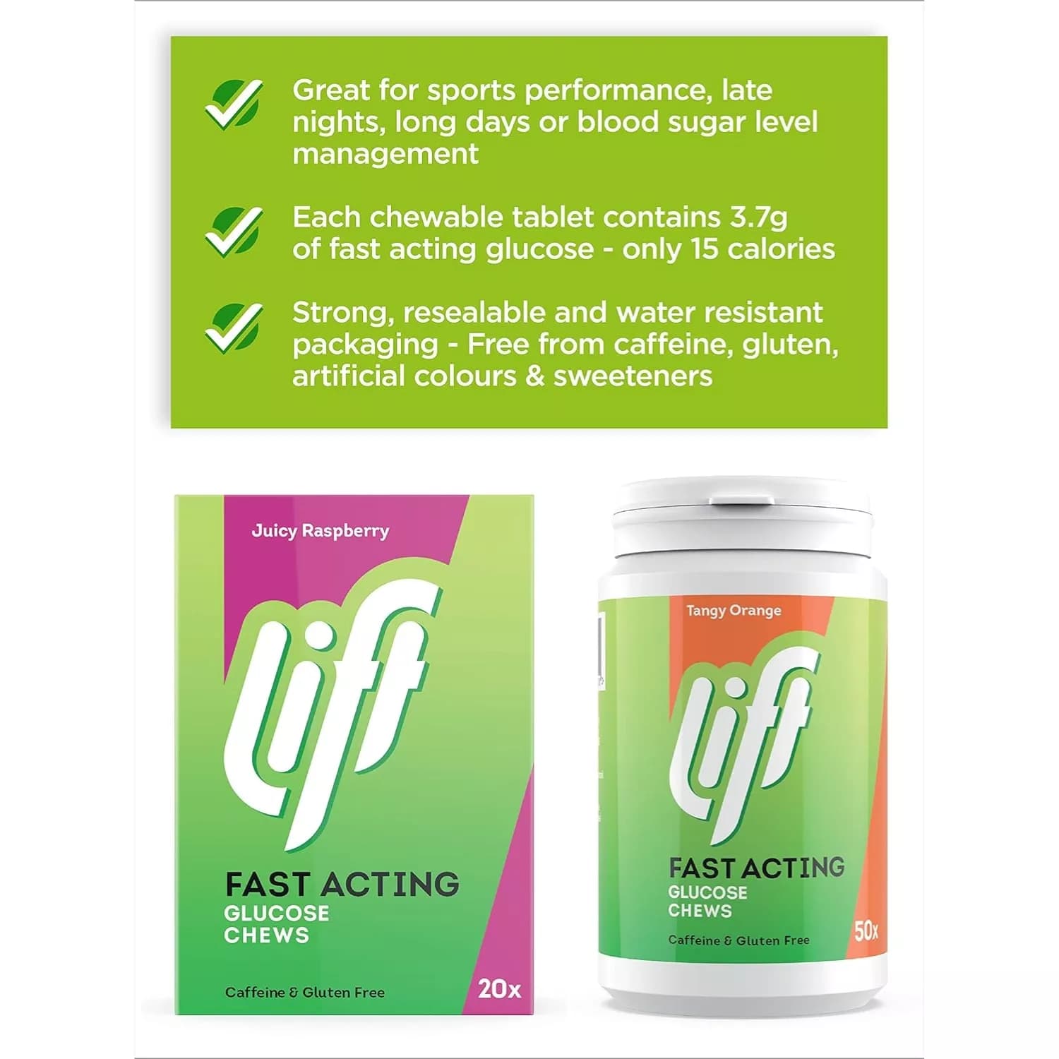 Lift Fast Acting Glucose Chews Orange 50 Tablets - Pack of 6