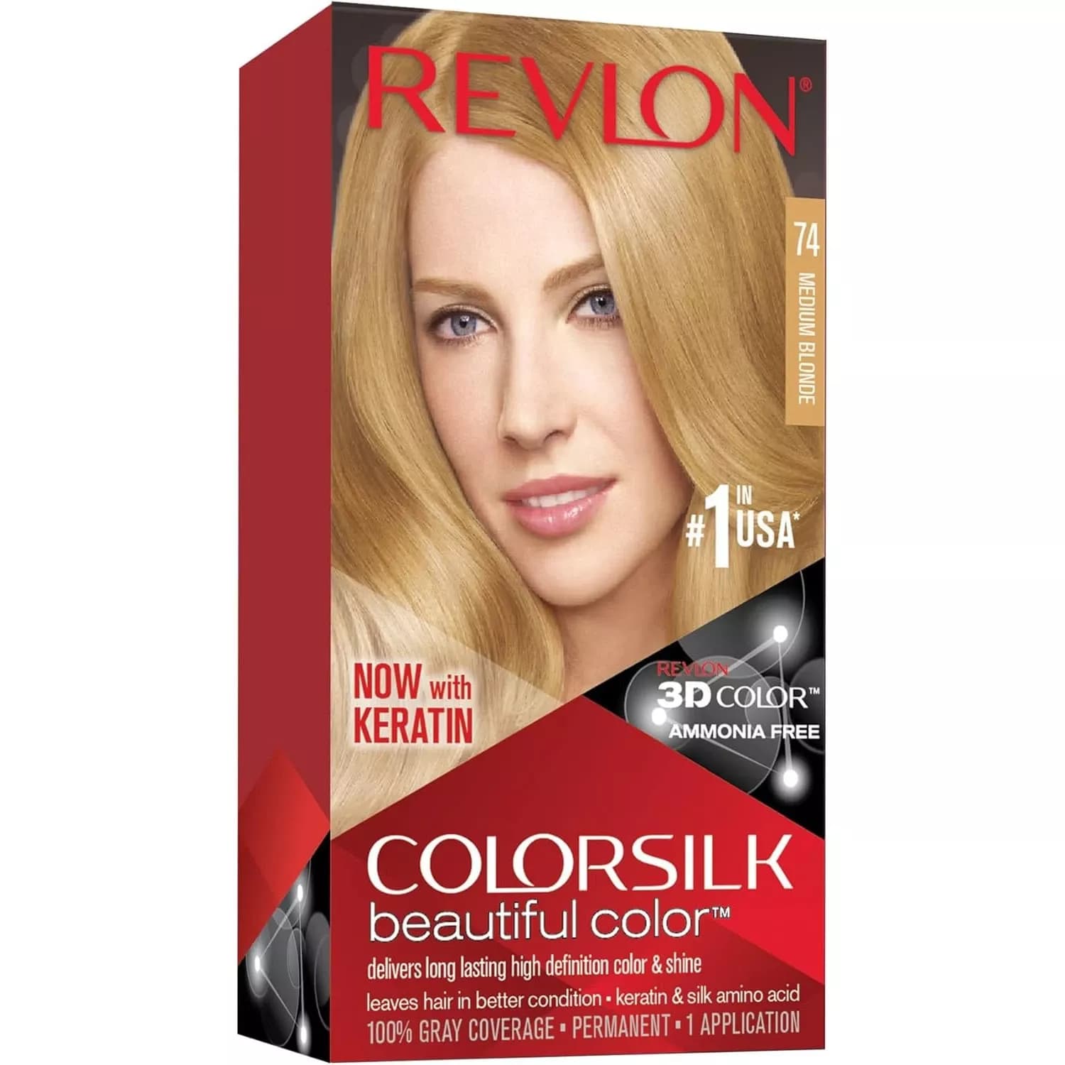 Revlon Colorsilk Beautiful Color Permanent Hair Color Medium Blonde 74