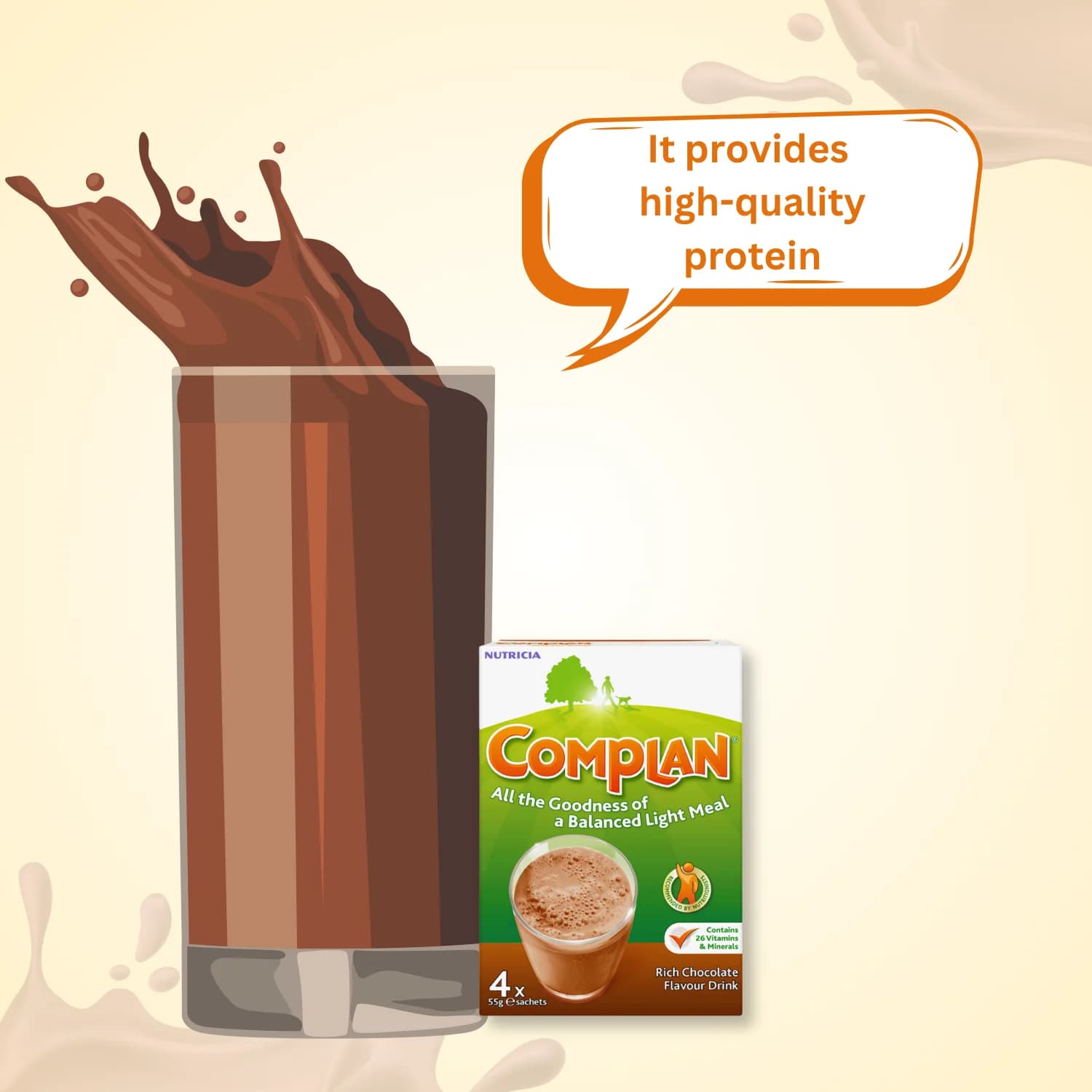 Complan Chocolate Flavour Sachets 55g – Pack of 4