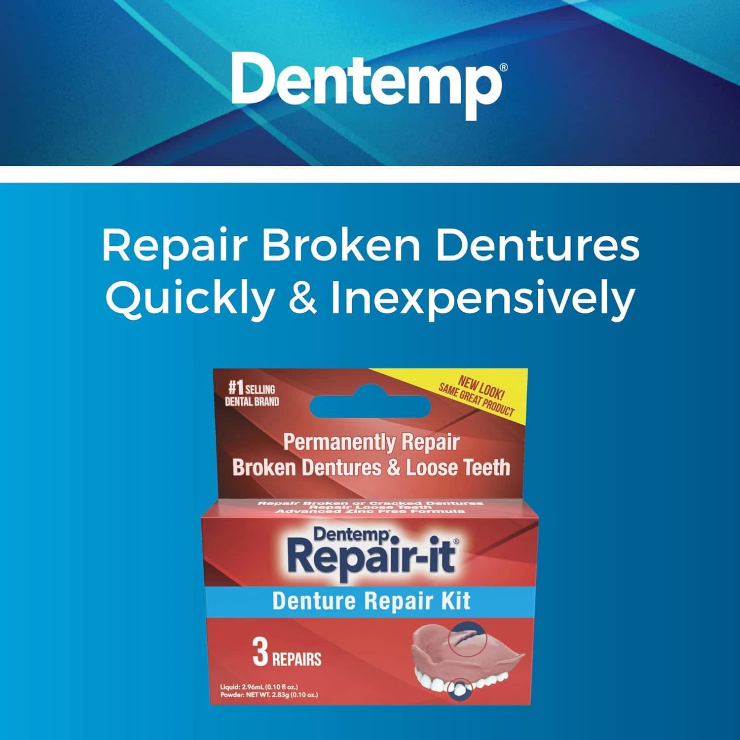 Dentemp Repair It Denture Repair Kit 3s