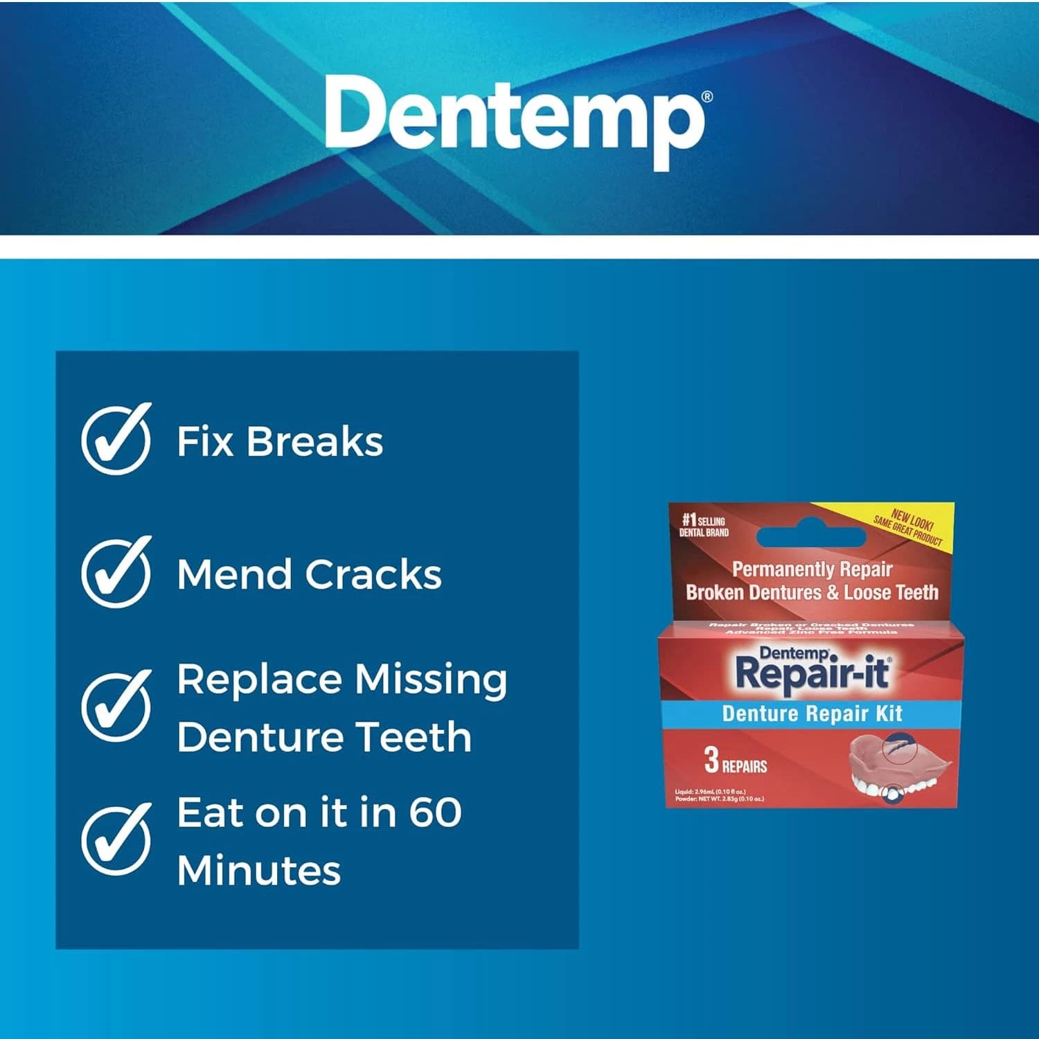 Dentemp Repair It Denture Repair Kit 3s
