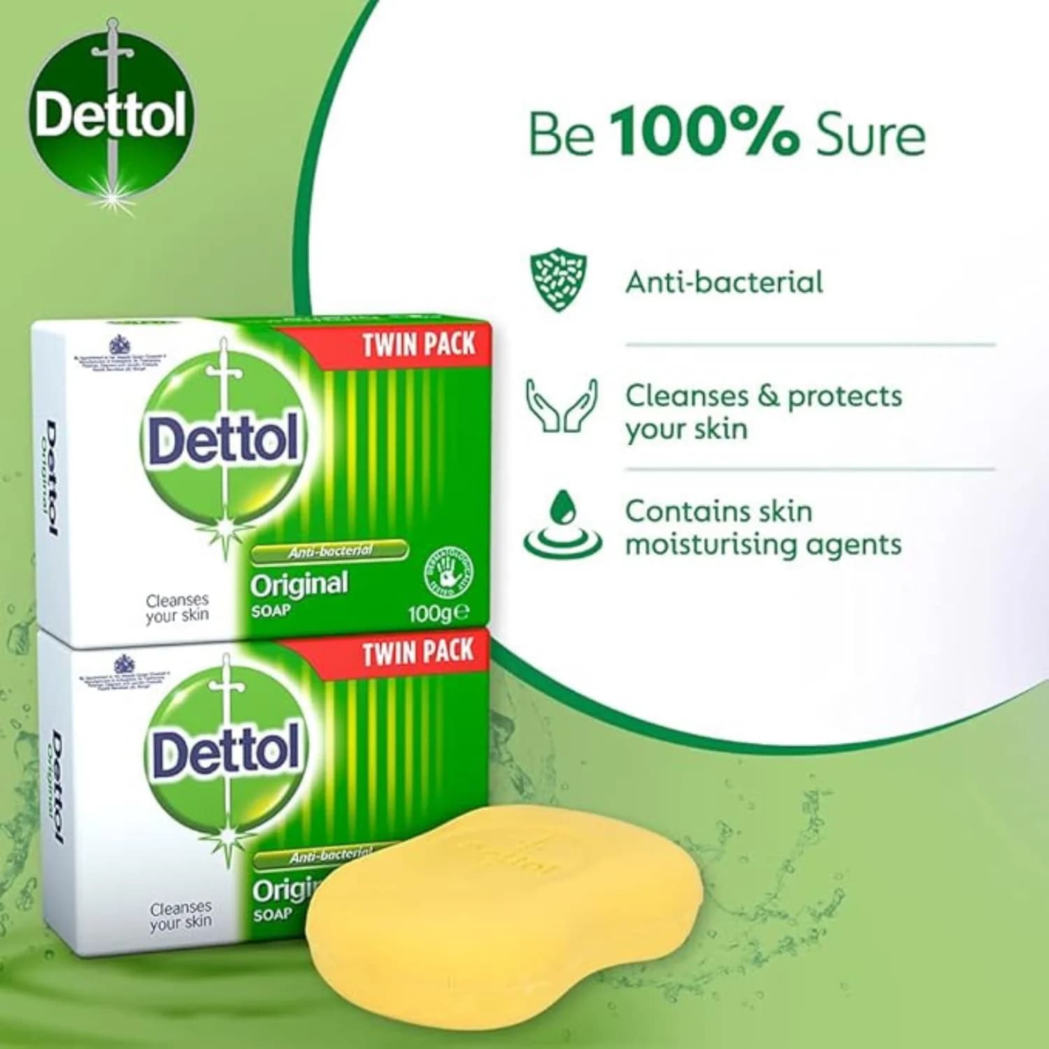 Dettol Anti-Bacterial Original Soap 100g 2 Pack