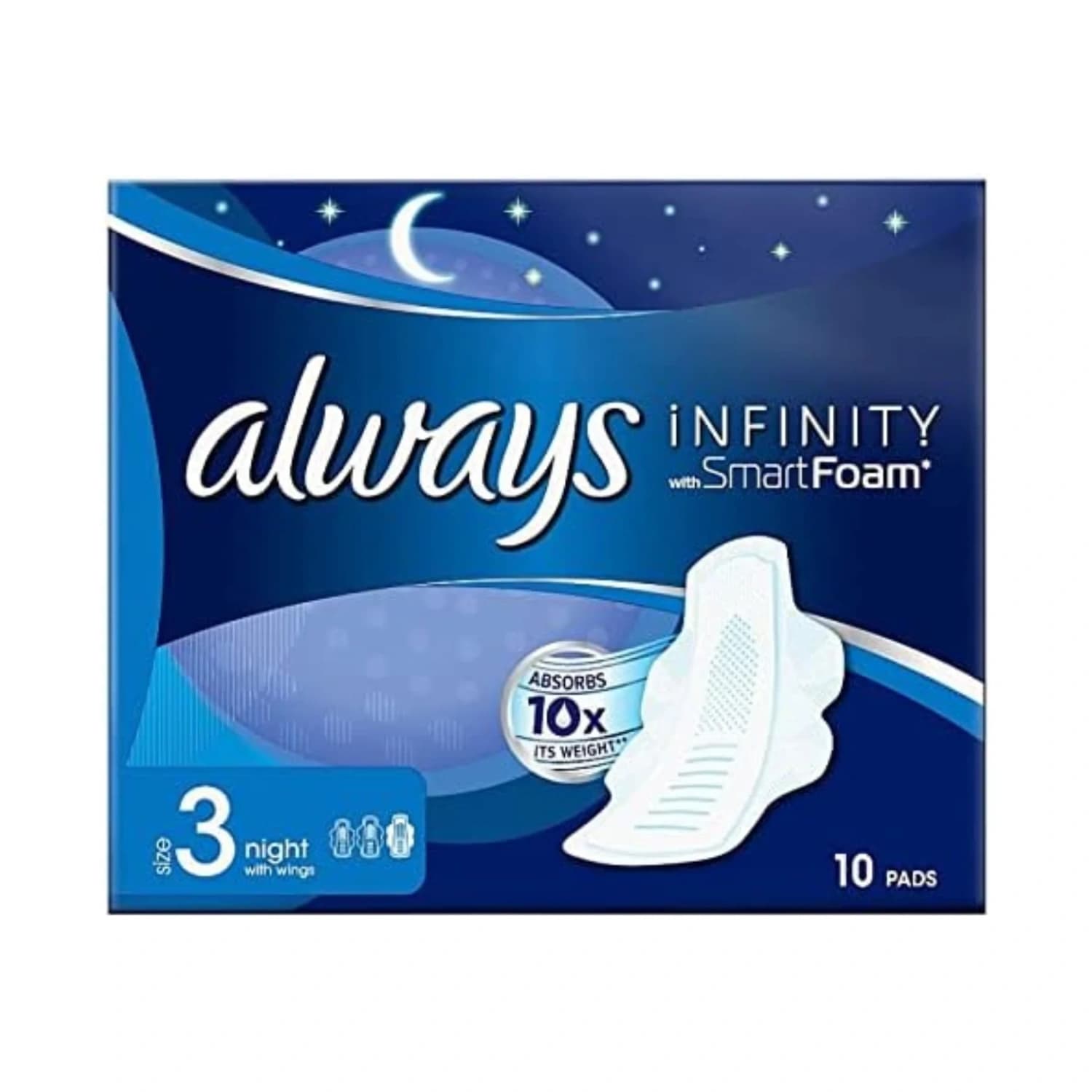 Always Infinity Flex Protect Pads Night 10 Sanitary Towels