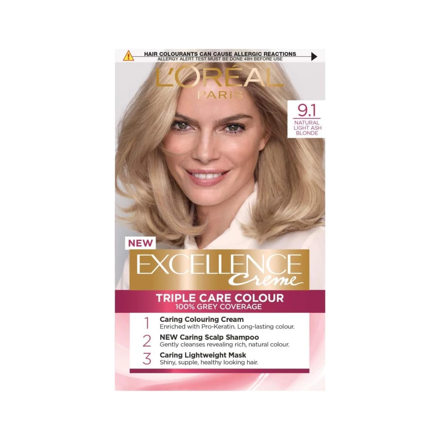 L'Oreal Excellence Creme 9.1 Light Ash Blonde Hair Dye -1