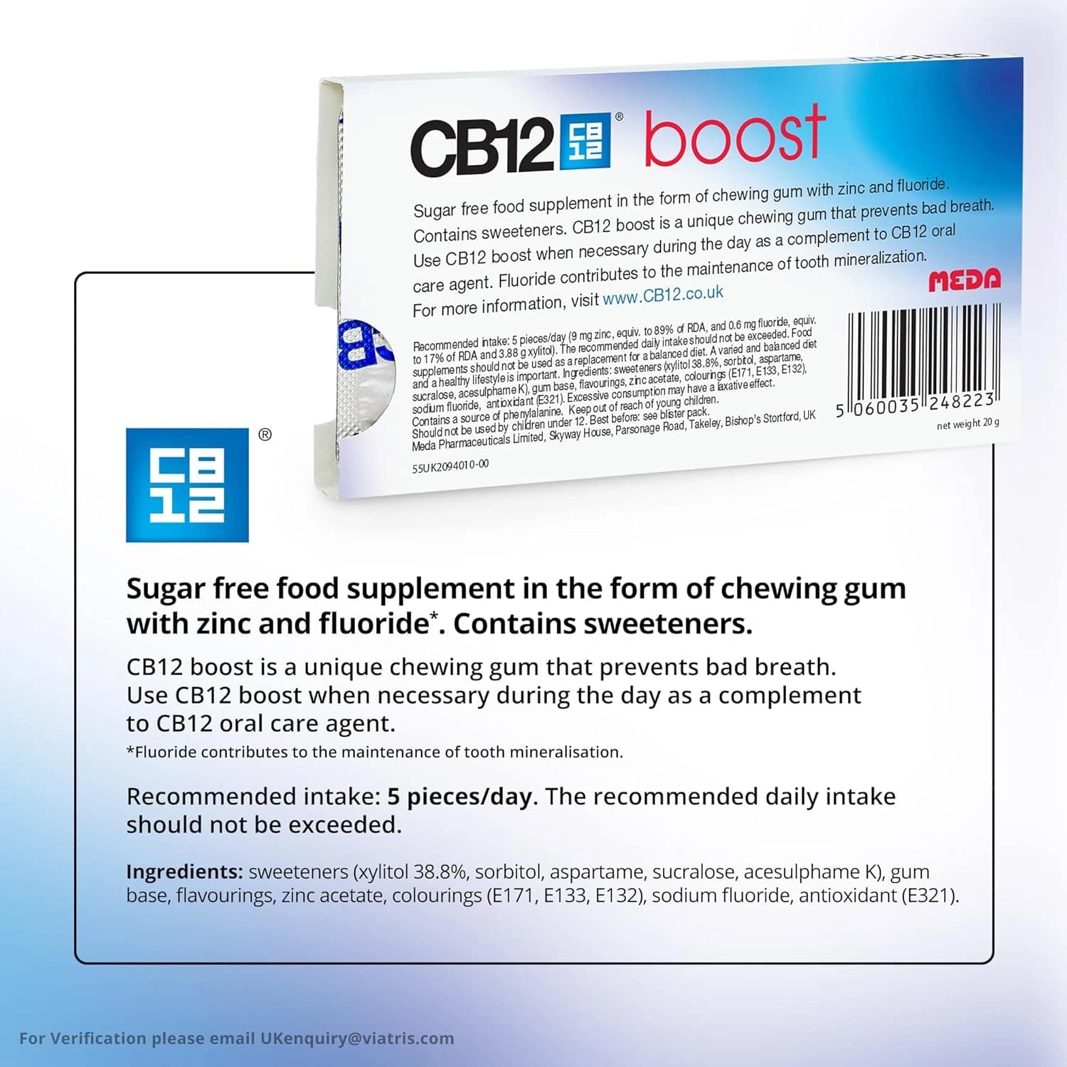 CB12 Boost Strong Mint Chewing Gum 10 Pieces