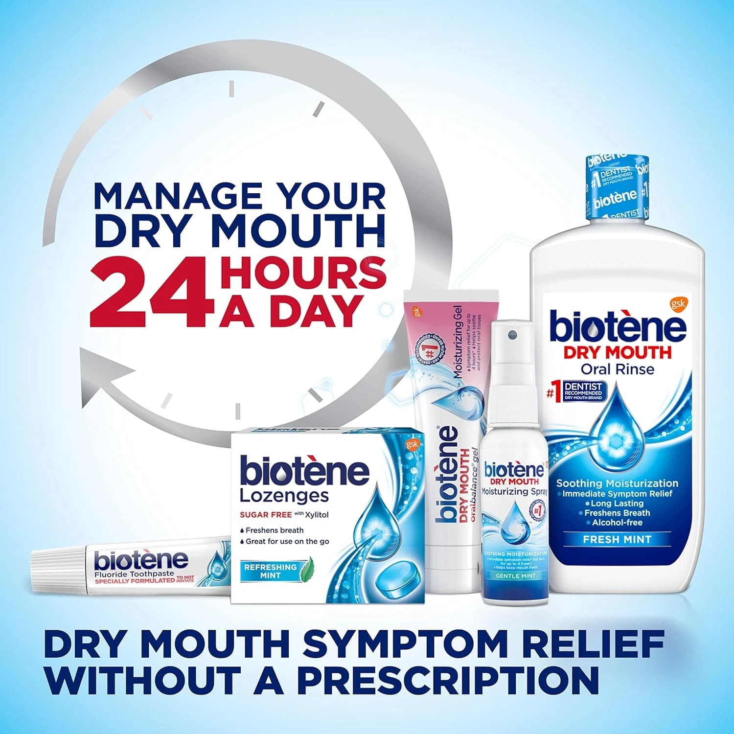 Biotene Dry Mouth Moisturising Mouthwash in Fresh Mint 500ml