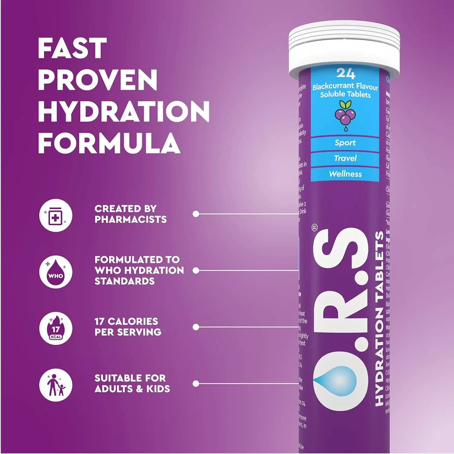 O.R.S. Hydration Blackcurrant 24 Tablets