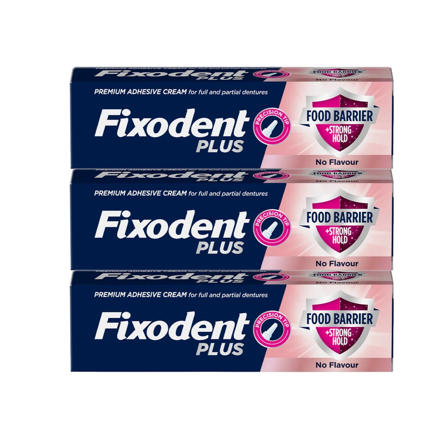 3x Fixodent Plus Premium Adhesive Cream 40g