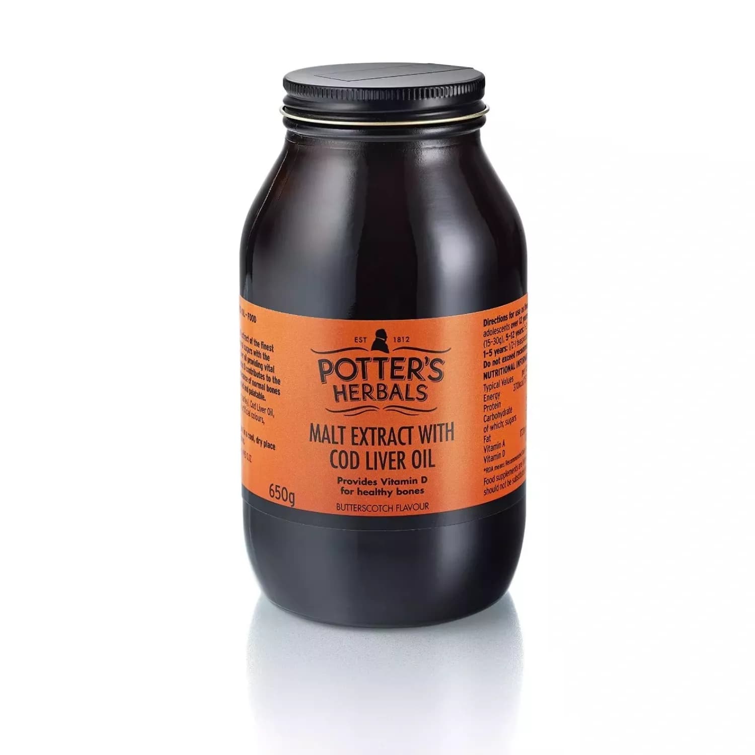 Potters Malt Extract and Cod Liver Oil with Butterscotch 650g