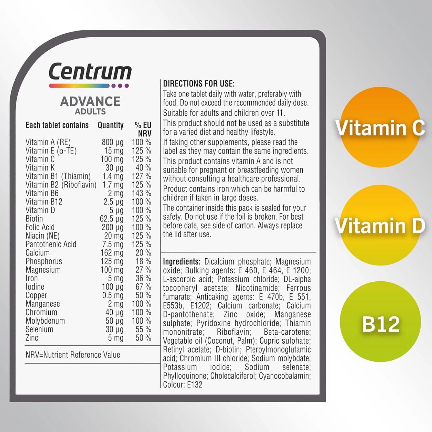 Centrum Advance Multivitamin 100 Tablets