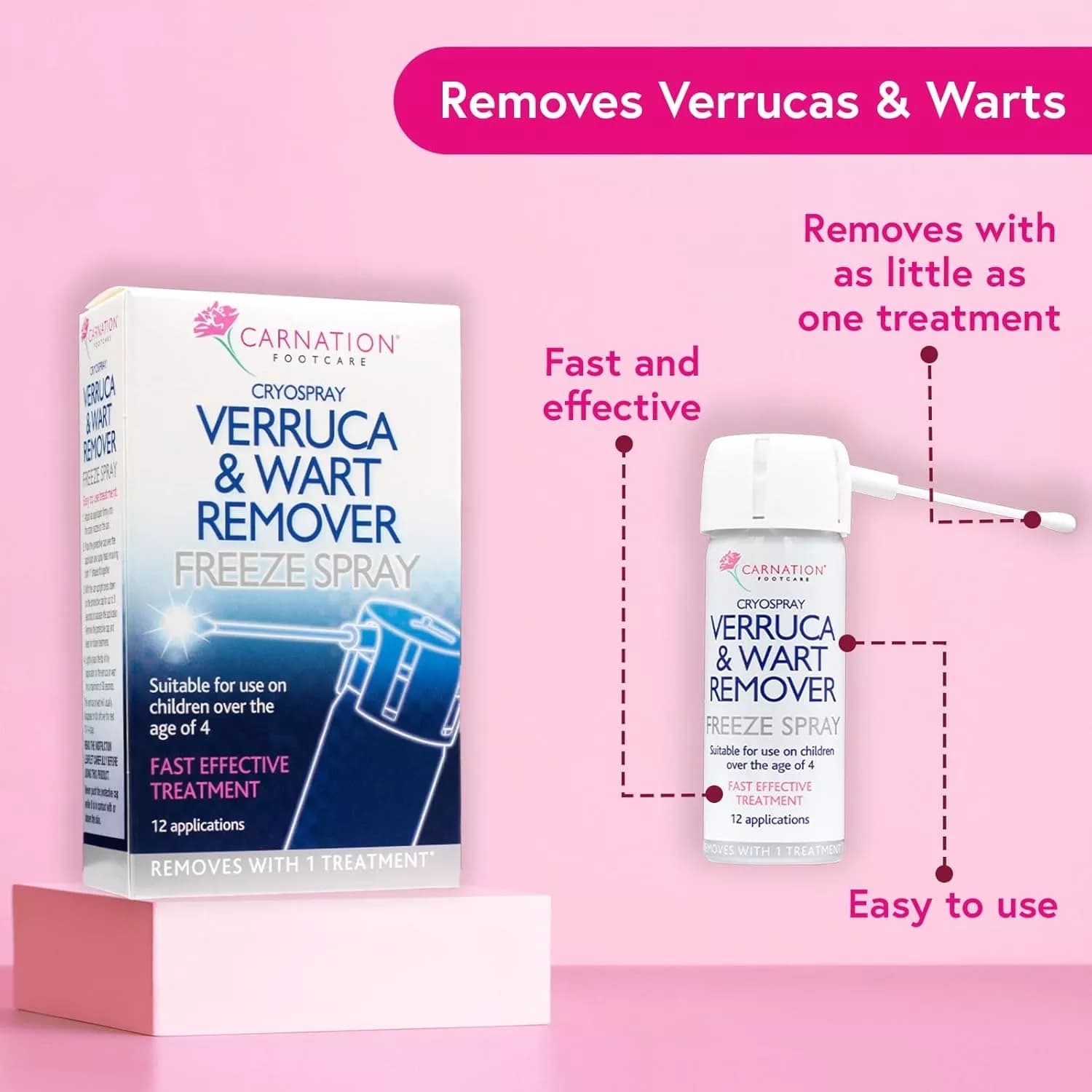 Carnation verruca and wart remover freeze spray 50ml 3