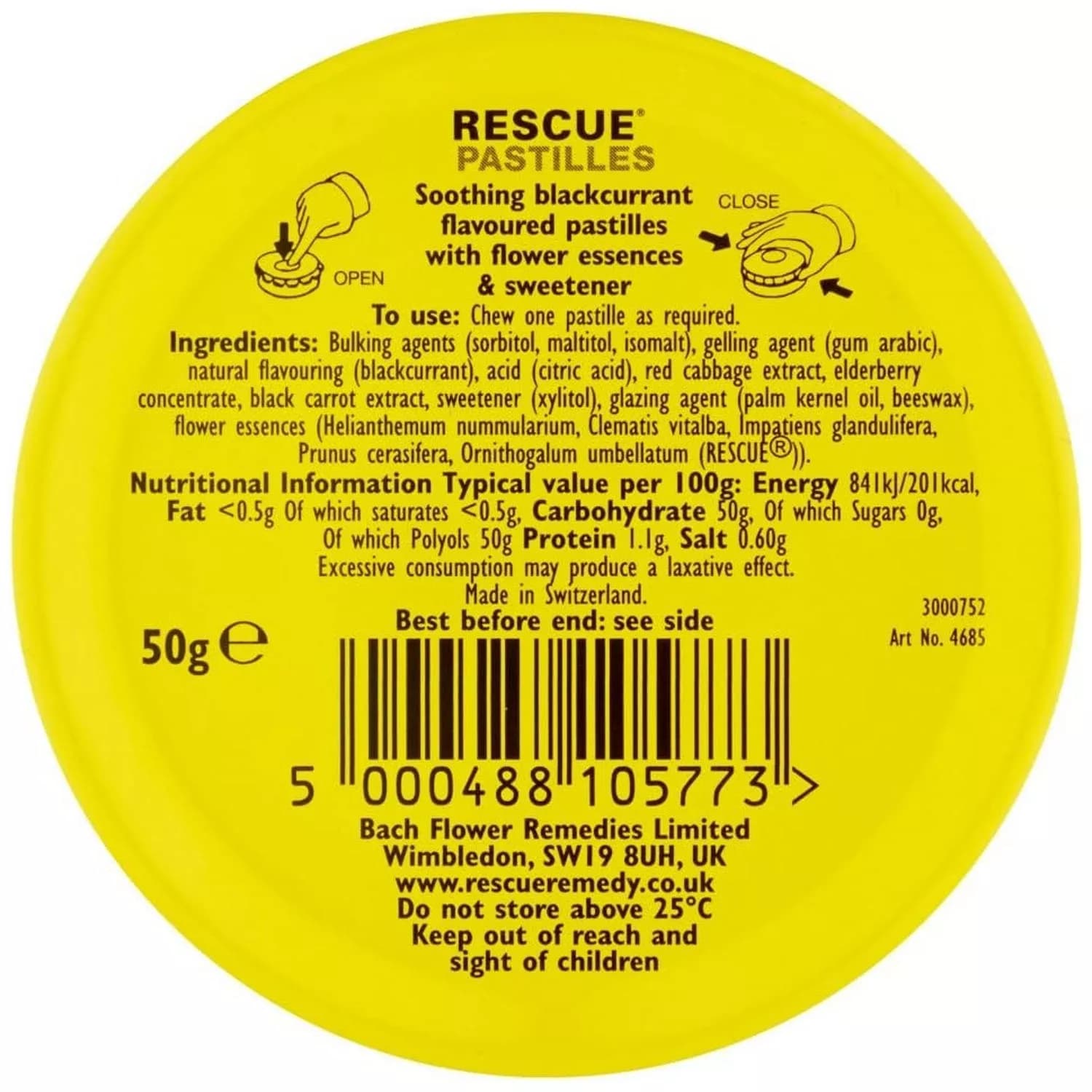 Rescue remedy pastilles blackcurrant 50g 2