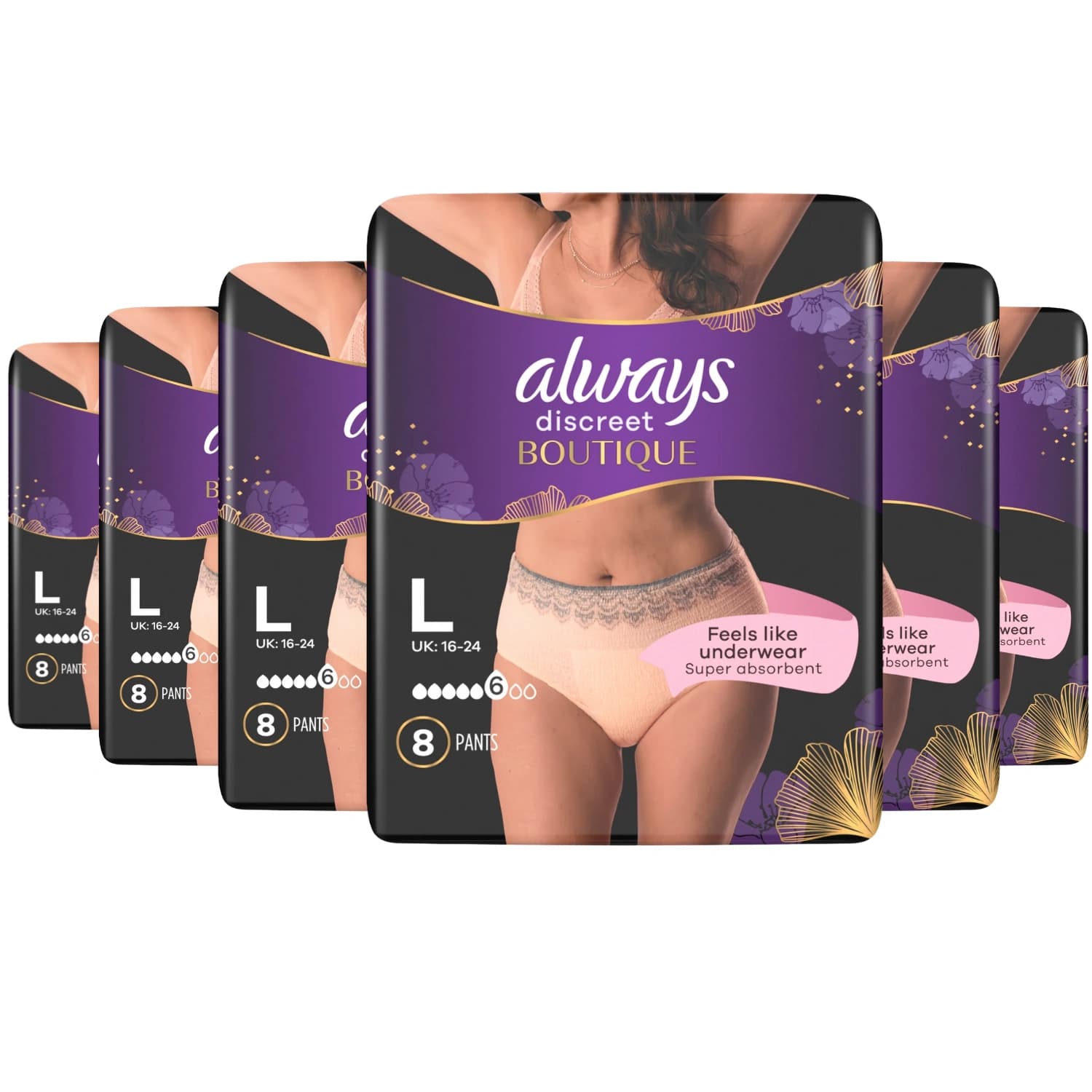 Always Dailies Discreet Boutique Plus Pants Large 8 Pack (3)