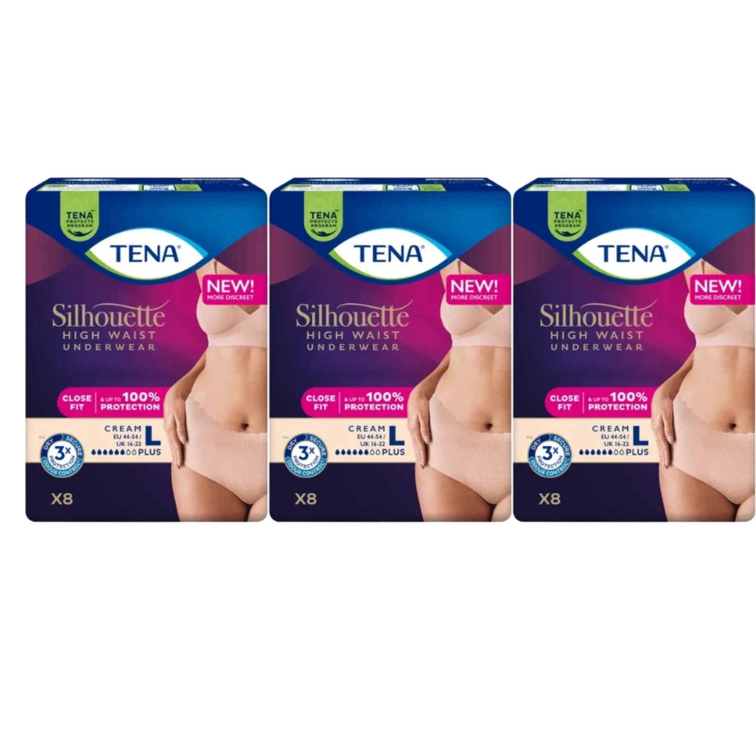 TENA Silhouette High Waist Cream Lady Pants Plus Large Pack of